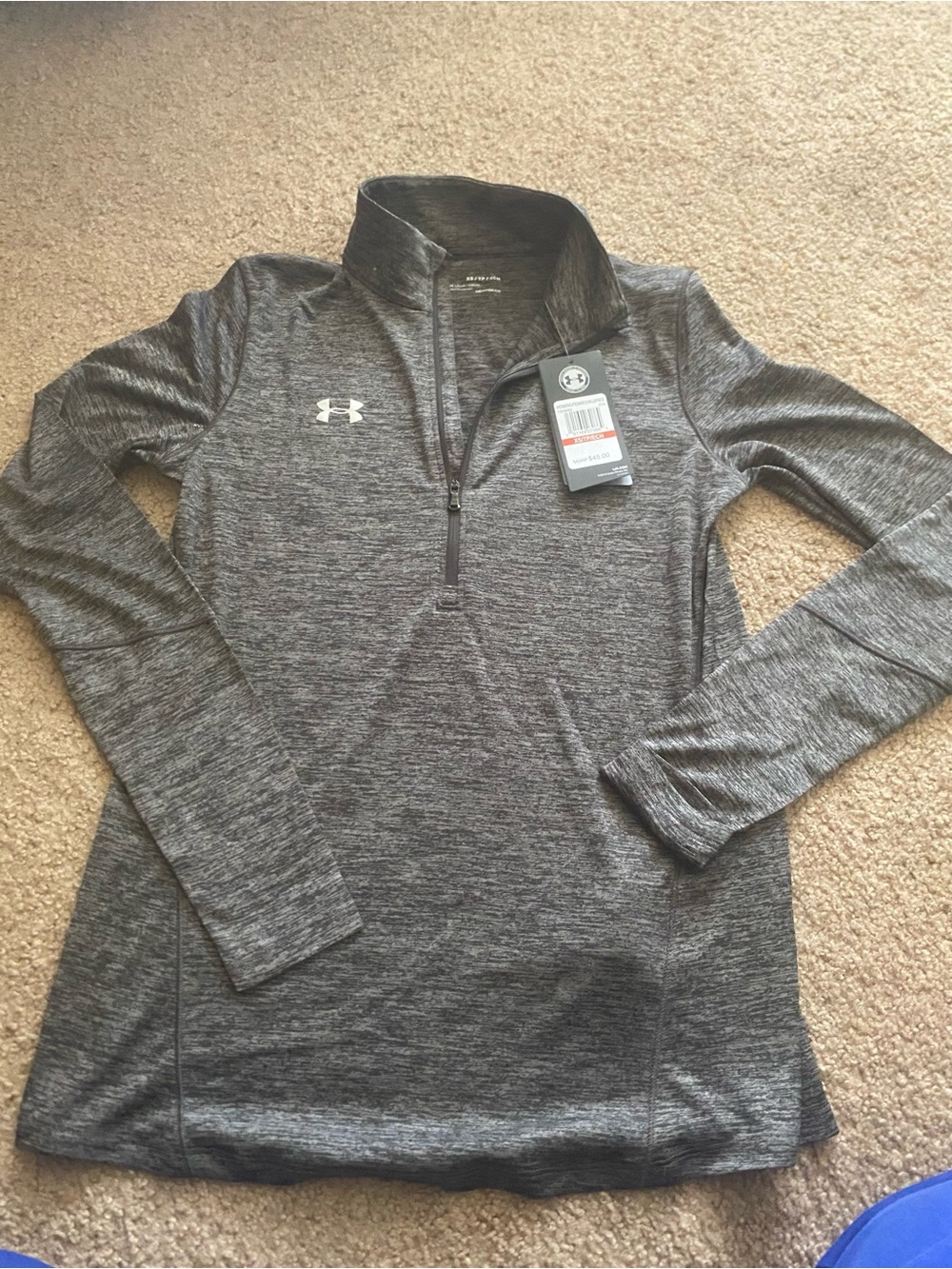 Under Armour Tech Twist Women's 1/2 Zip Pullover Heather Grey Black NWT XS